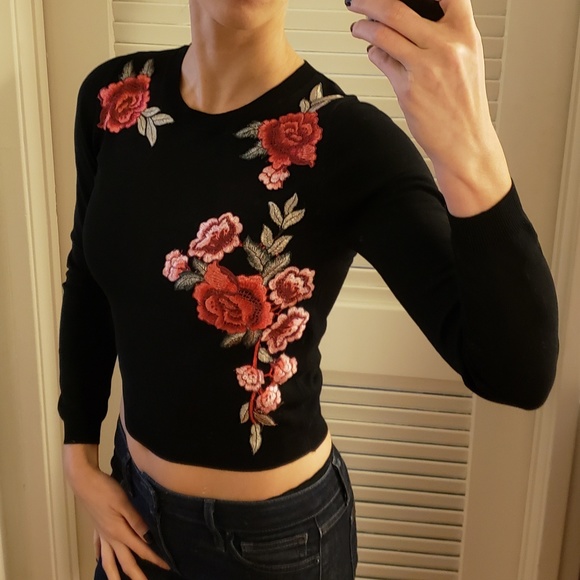 Lucy Paris - Black Sweater with Floral Embroidery - Picture 5 of 6